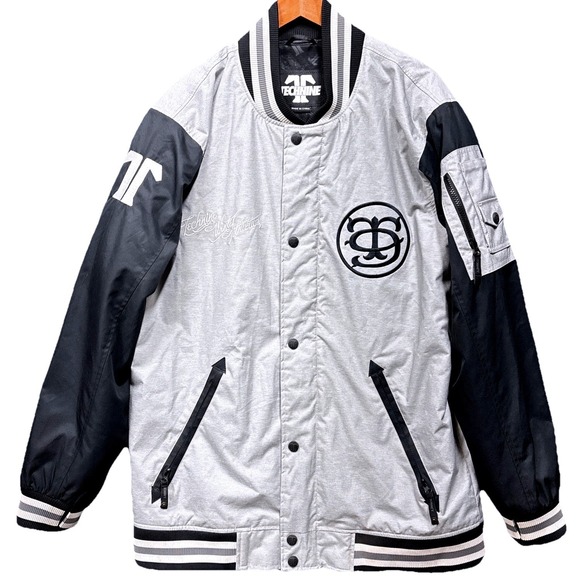 Technine Other - TechNine Winter Athletics Jacket Men's Large Gray Black Varsity Embroidery Retro